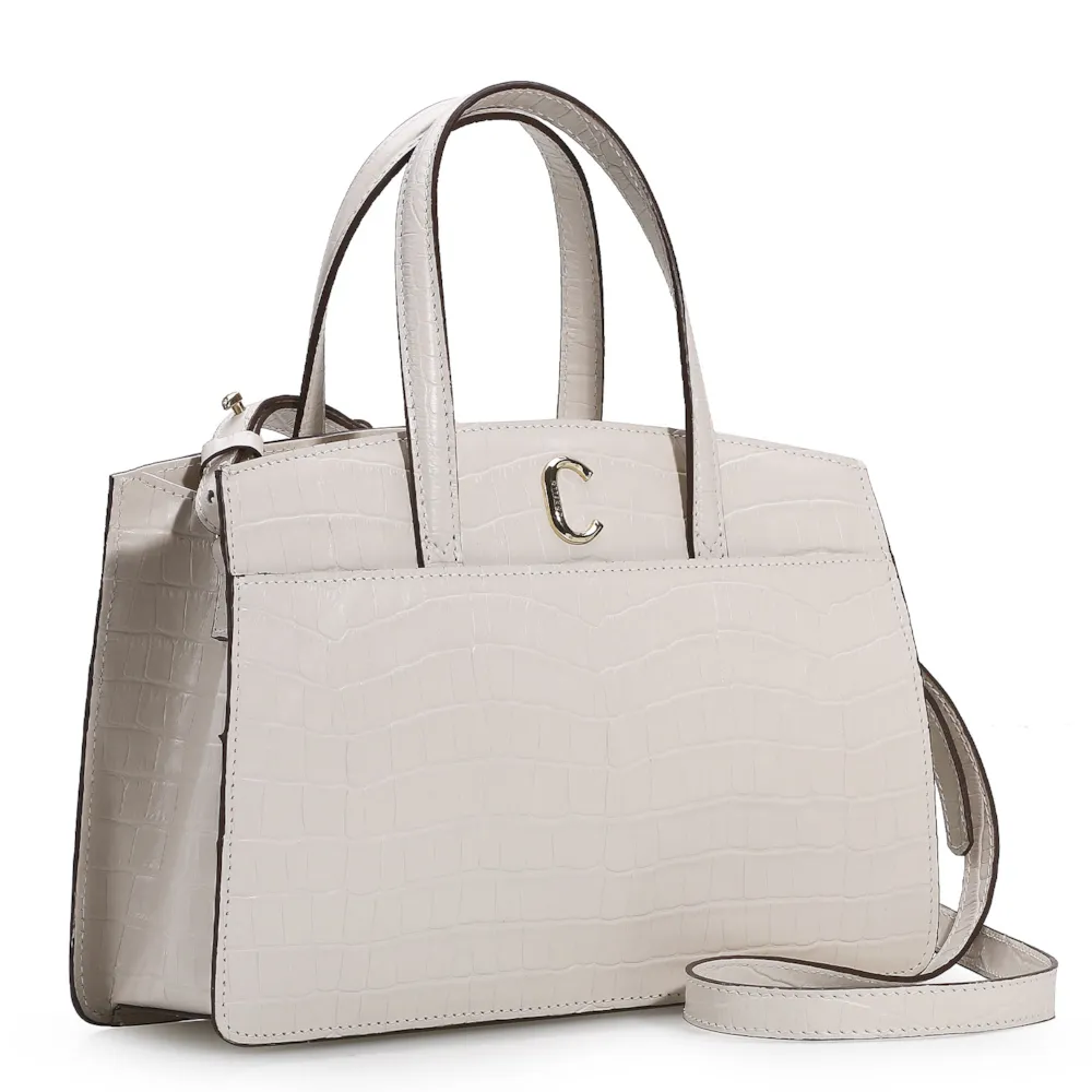 Bolsa Tote Scarlet Croco Off White - imagem 2