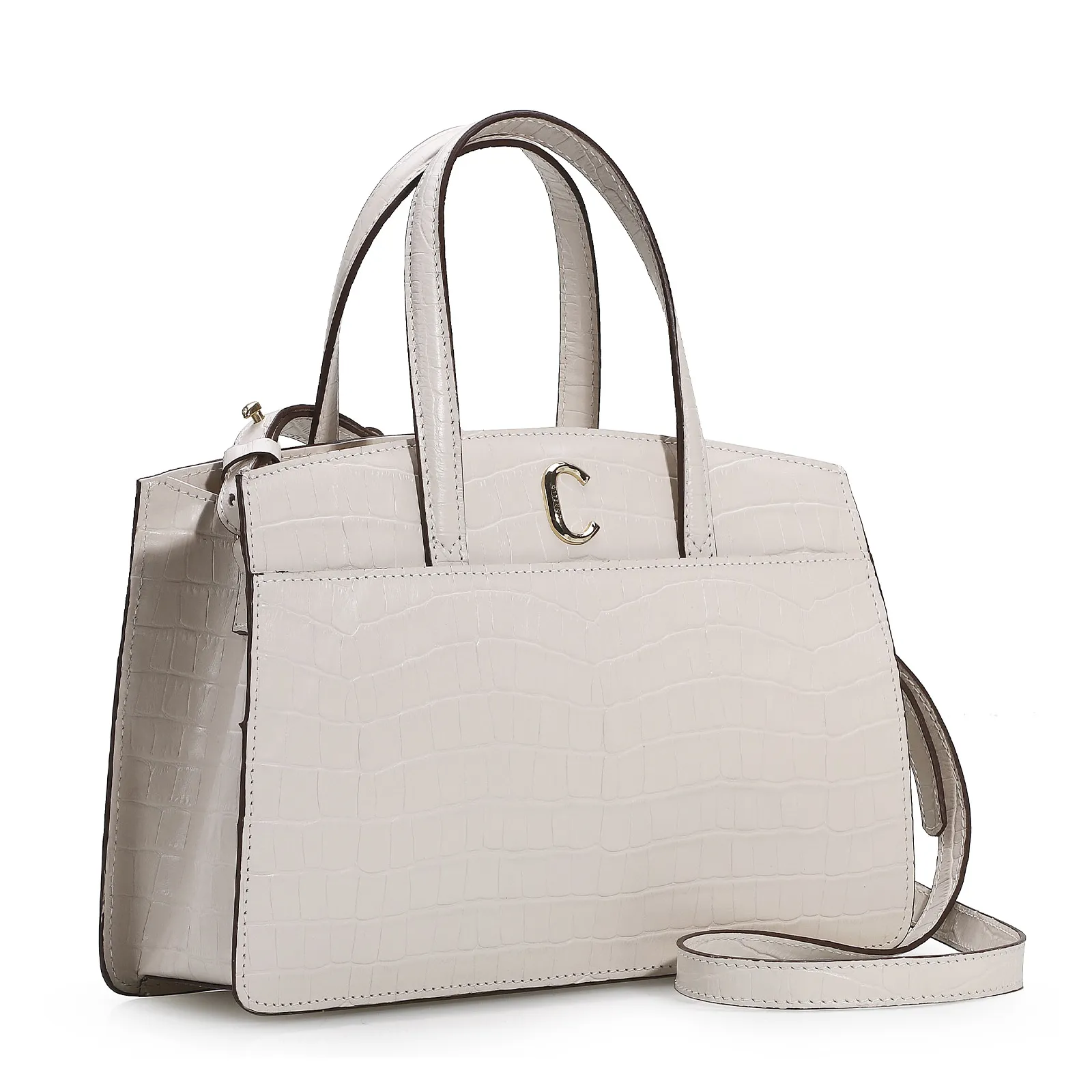 Bolsa Tote Scarlet Croco Off White