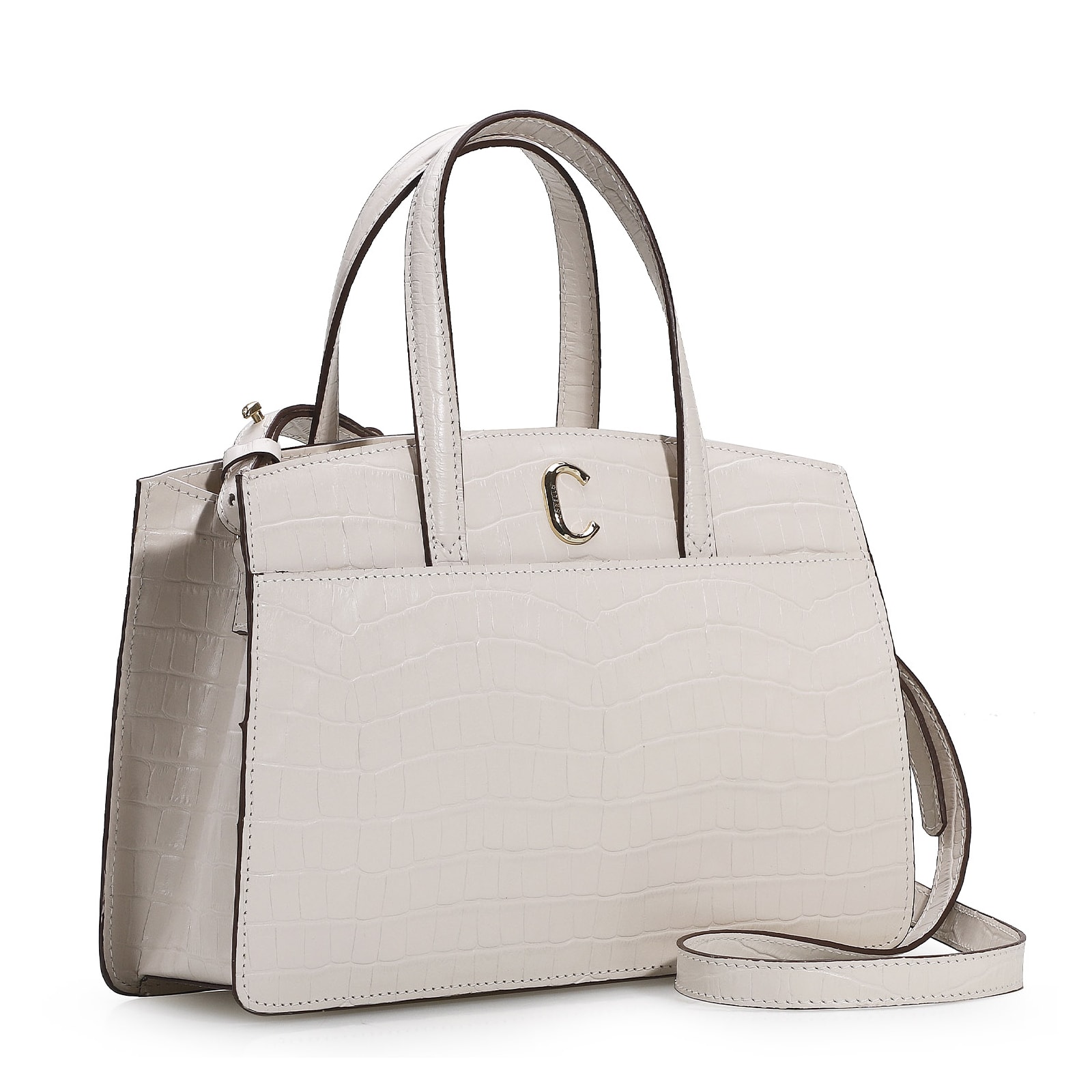 Bolsa Tote Scarlet Croco Off White