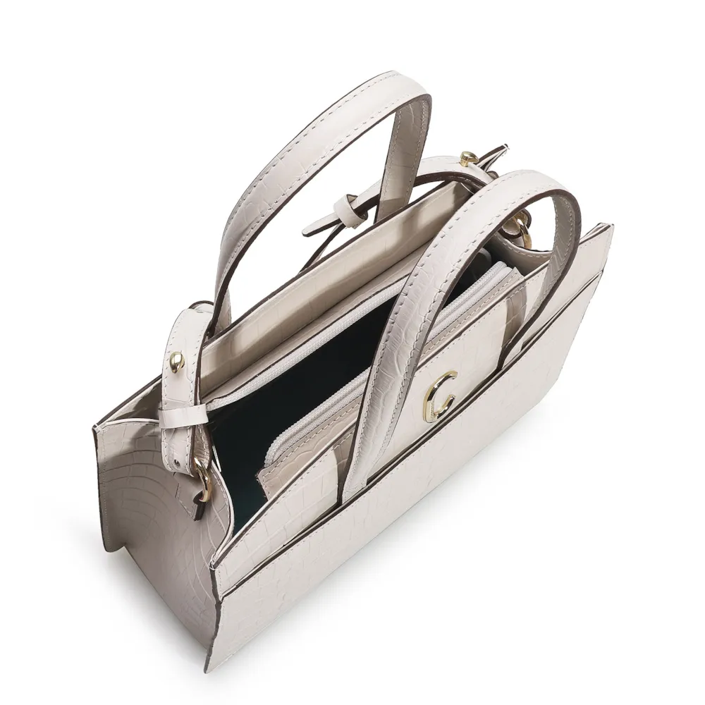 Bolsa Tote Scarlet Croco Off White - imagem 4
