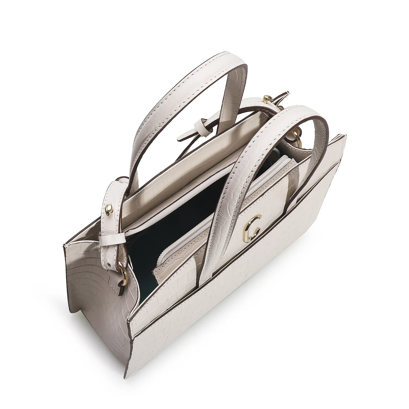 Bolsa Tote Scarlet Croco Off White