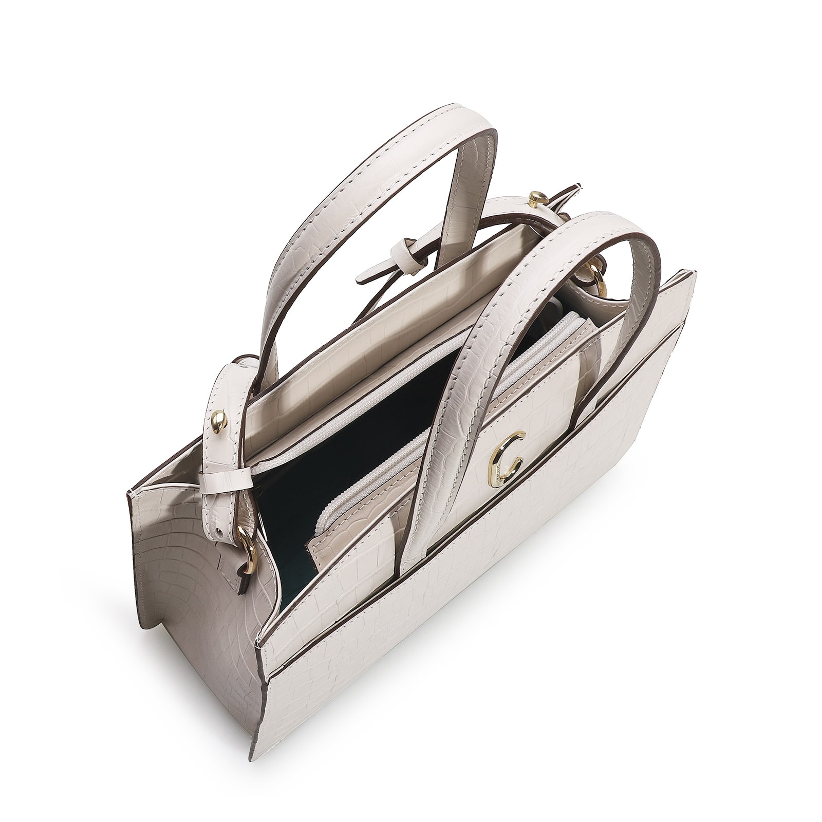 Bolsa Tote Scarlet Croco Off White