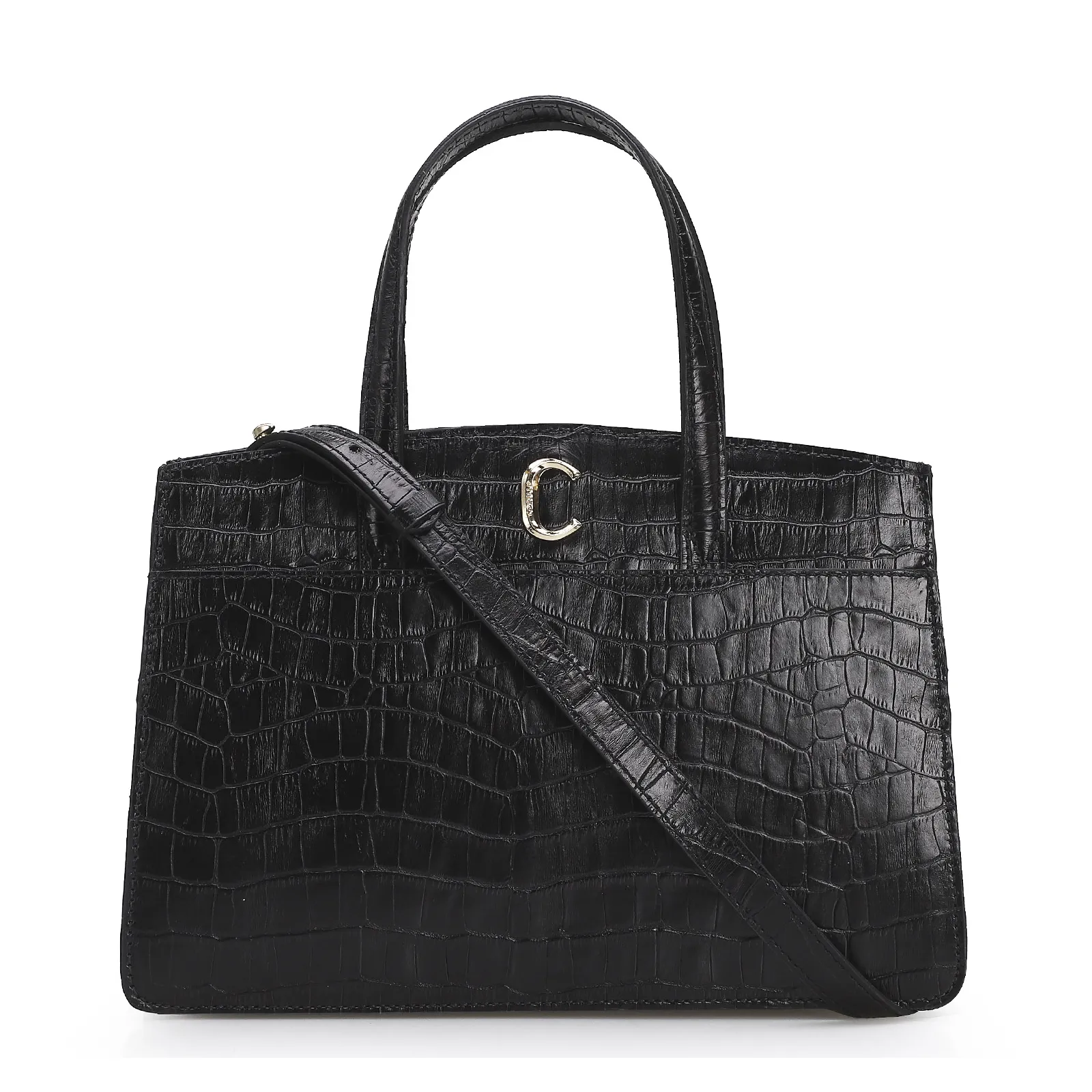 Bolsa Tote Scarlet Croco Preto