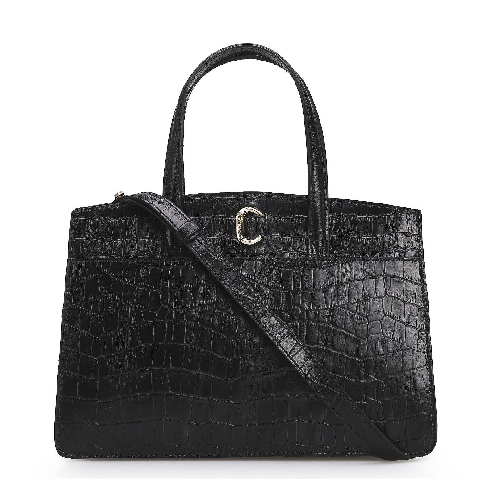 Bolsa Tote Scarlet Croco Preto