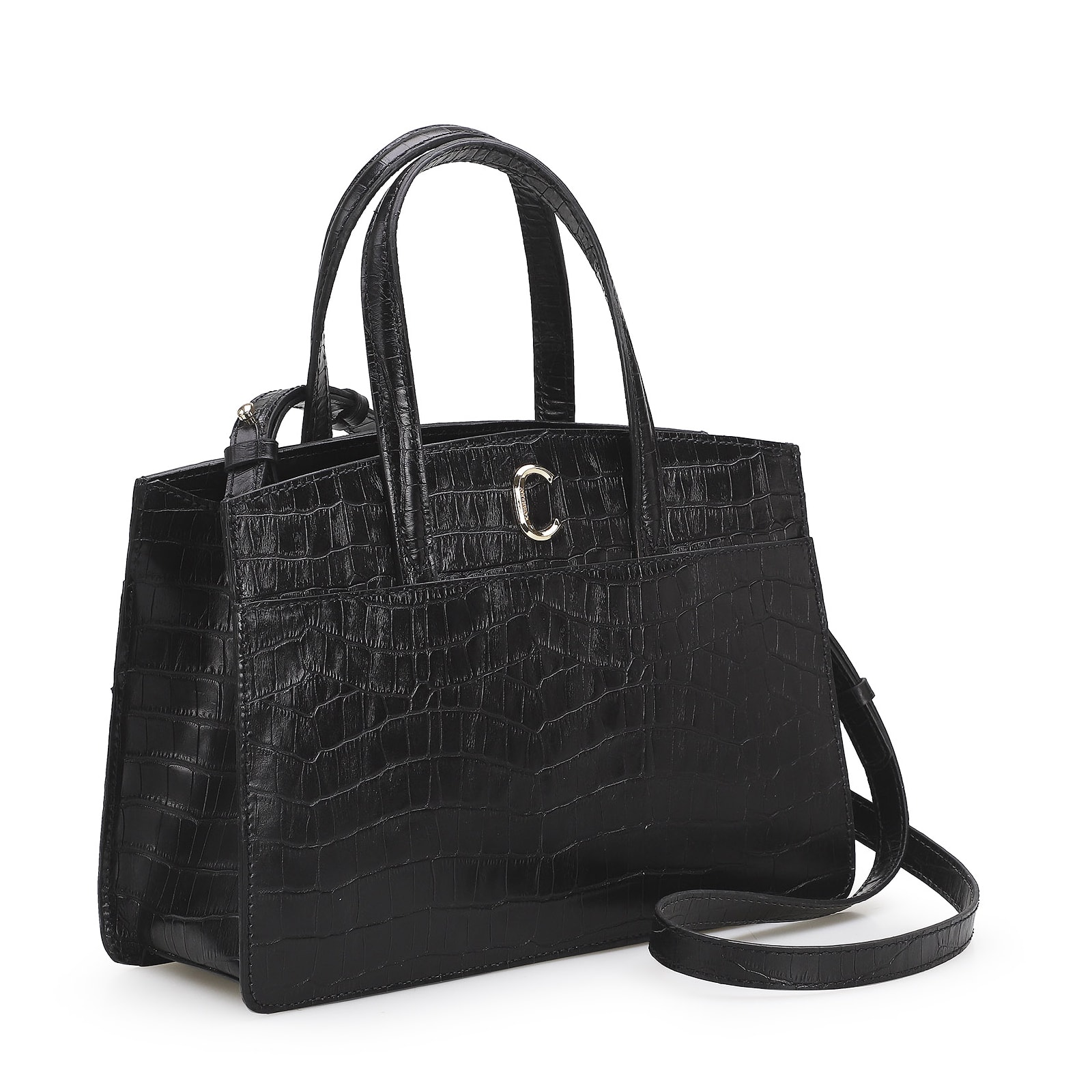 Bolsa Tote Scarlet Croco Preto