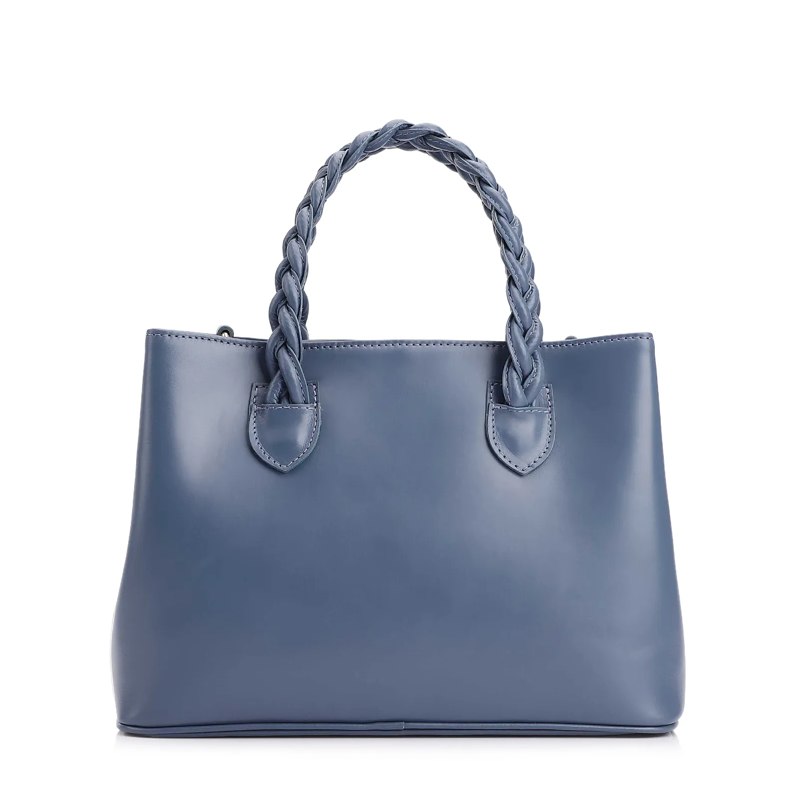 Bolsa Tote Trançada Couro Azul
