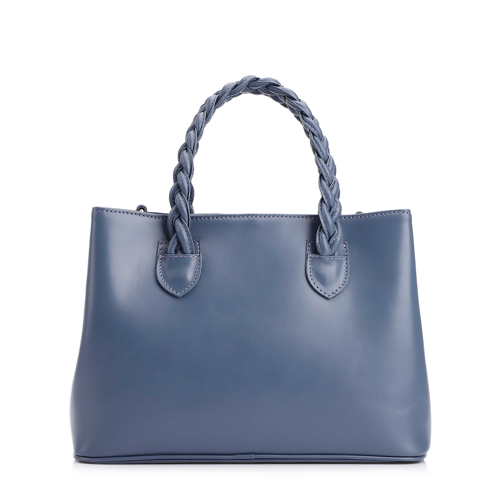Bolsa Tote Trançada Couro Azul