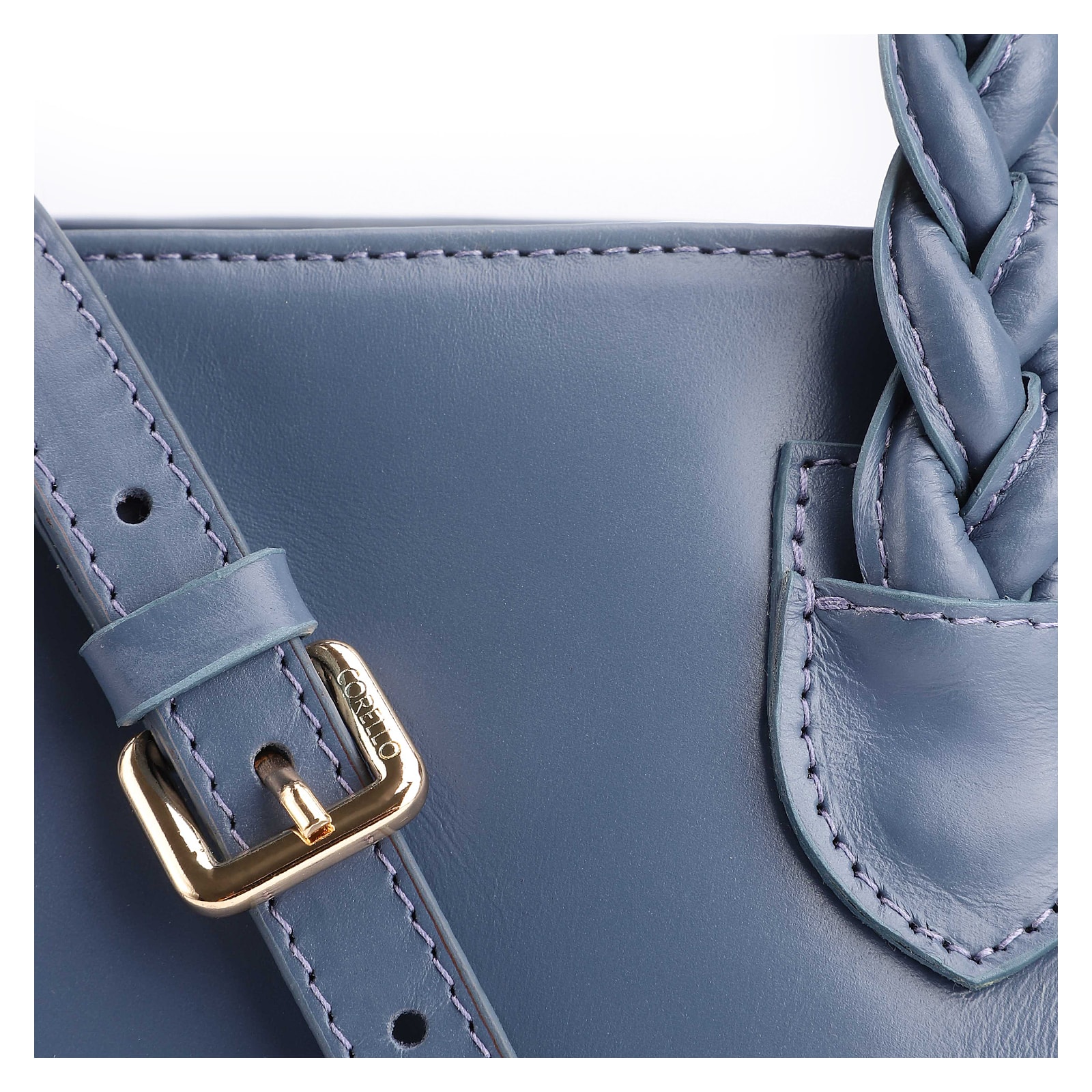 Bolsa Tote Trançada Couro Azul