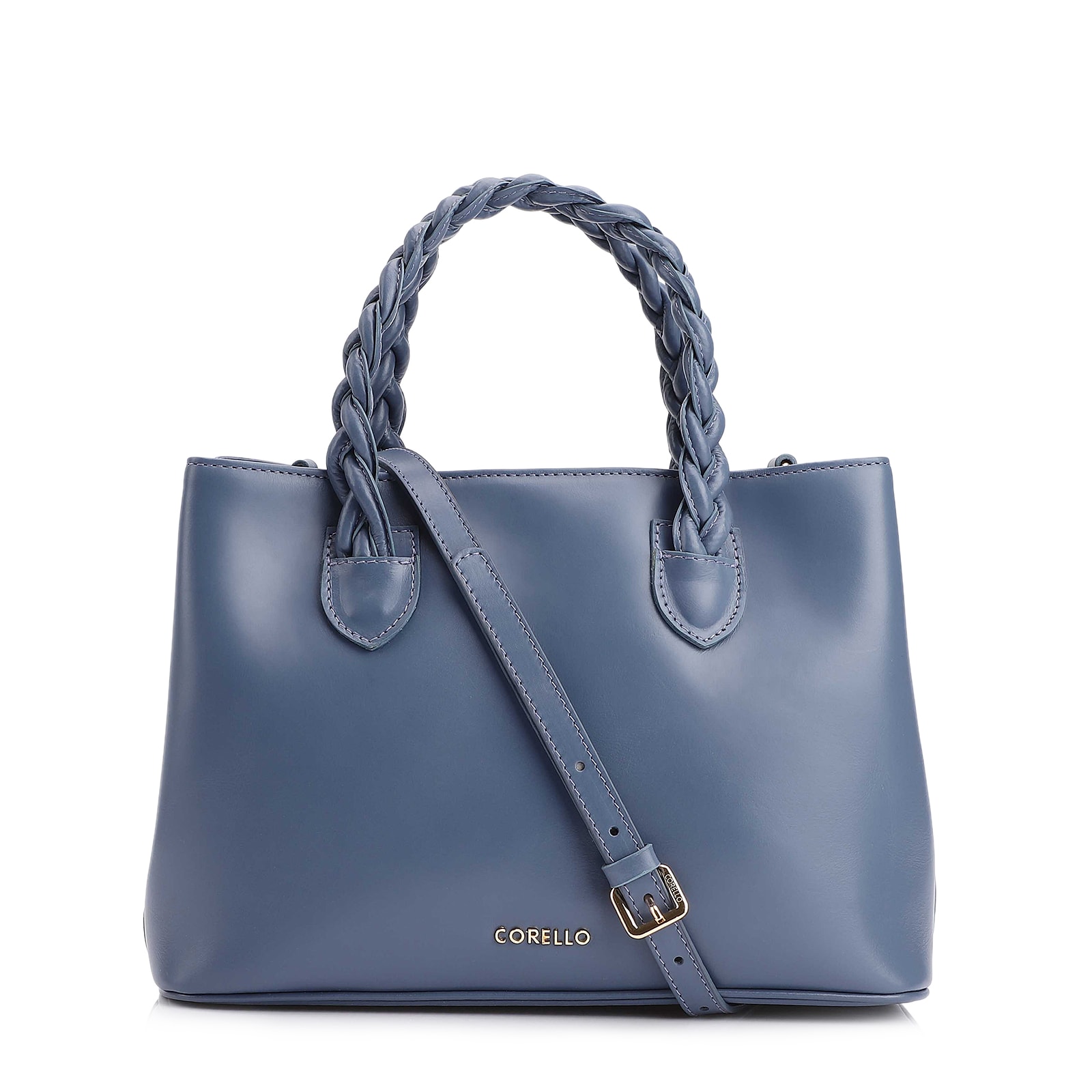 Bolsa Tote Trançada Couro Azul