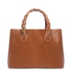Bolsa Tote Trançada Couro Marrom Claro - imagem 3
