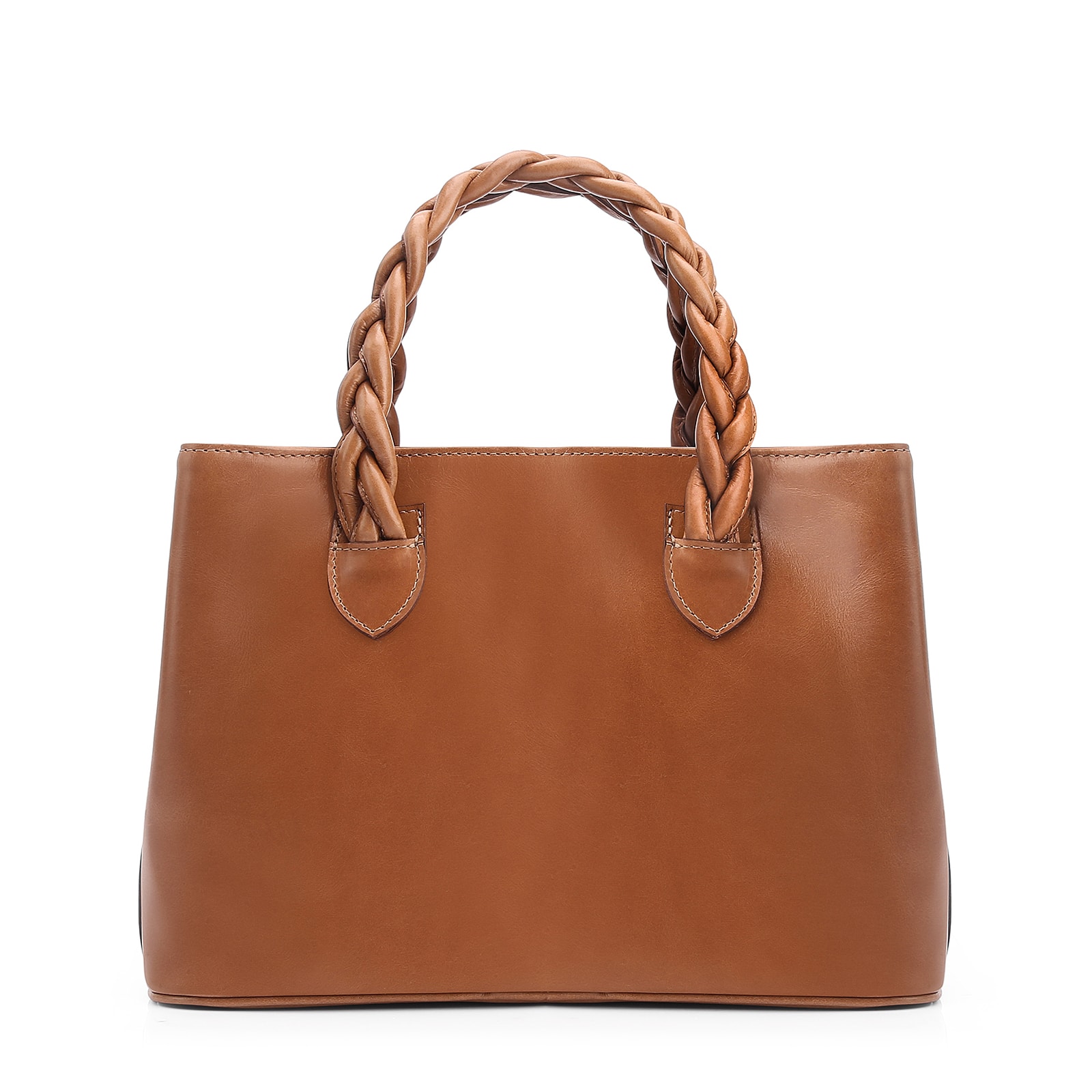 Bolsa Tote Trançada Couro Marrom Claro
