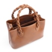 Bolsa Tote Trançada Couro Marrom Claro - imagem 4