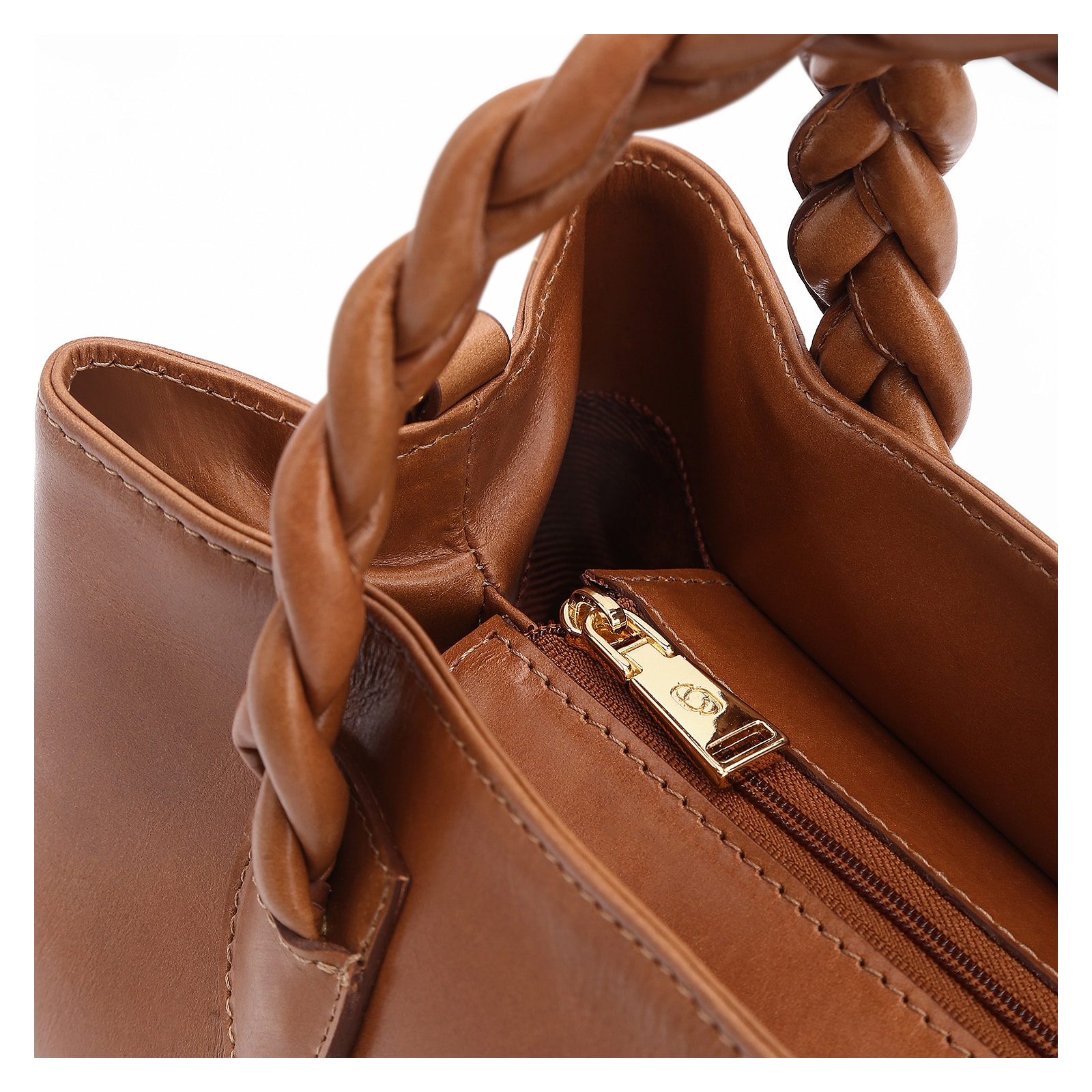 Bolsa Tote Trançada Couro Marrom Claro