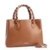 Bolsa Tote Trançada Couro Marrom Claro - imagem 2