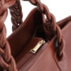 Bolsa Tote Trançada Couro Marrom Escuro - imagem 5