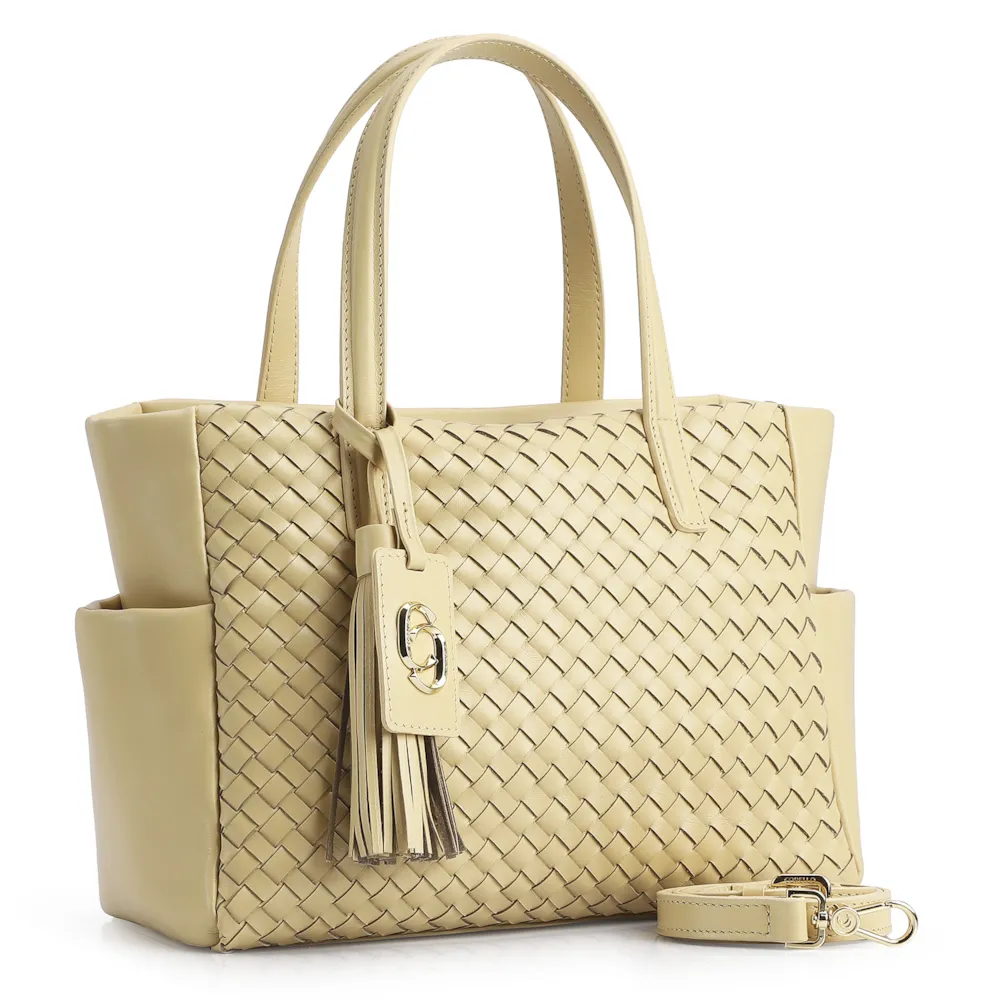 Bolsa Tote Tressê Couro Amarelo - imagem 3