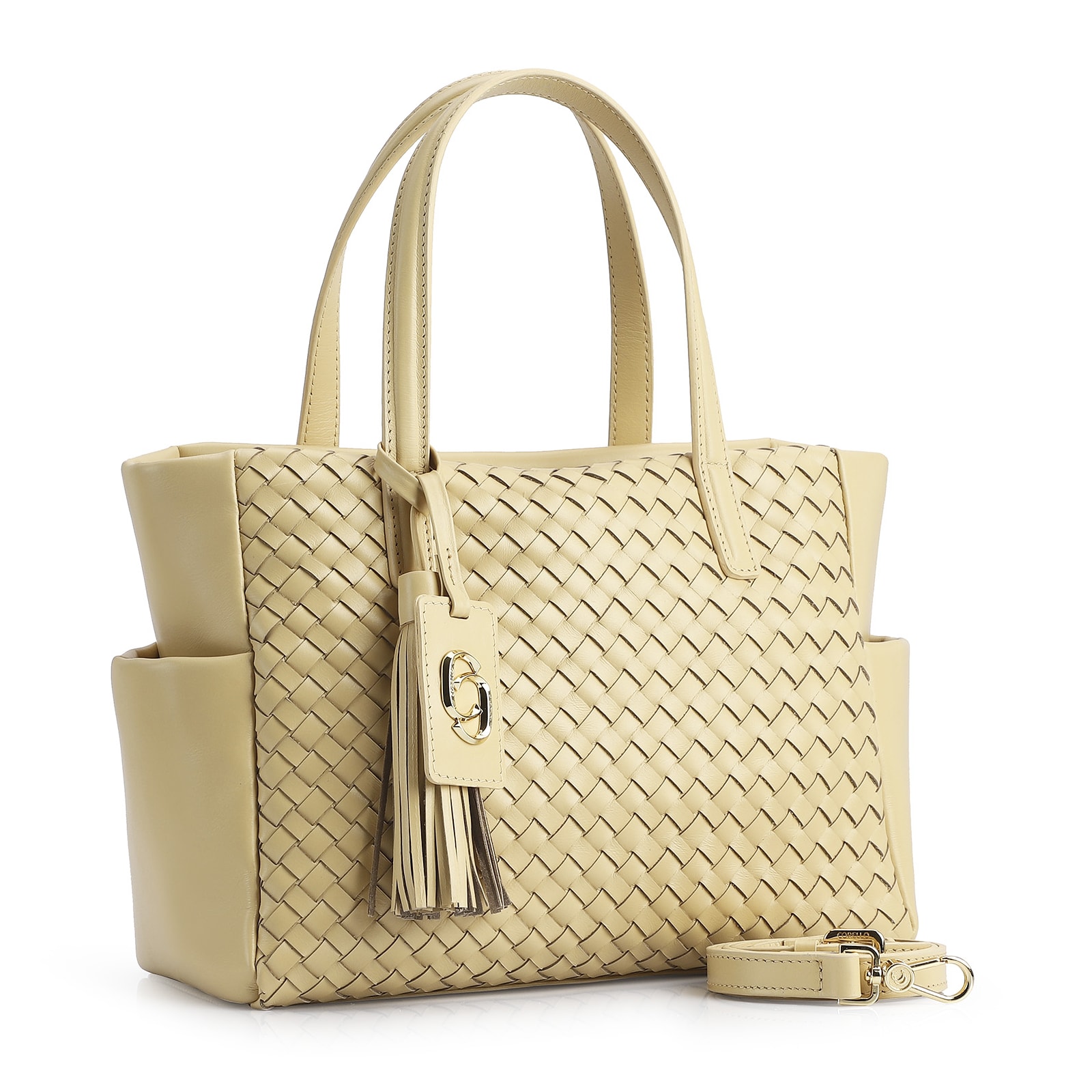 Bolsa Tote Tressê Couro Amarelo
