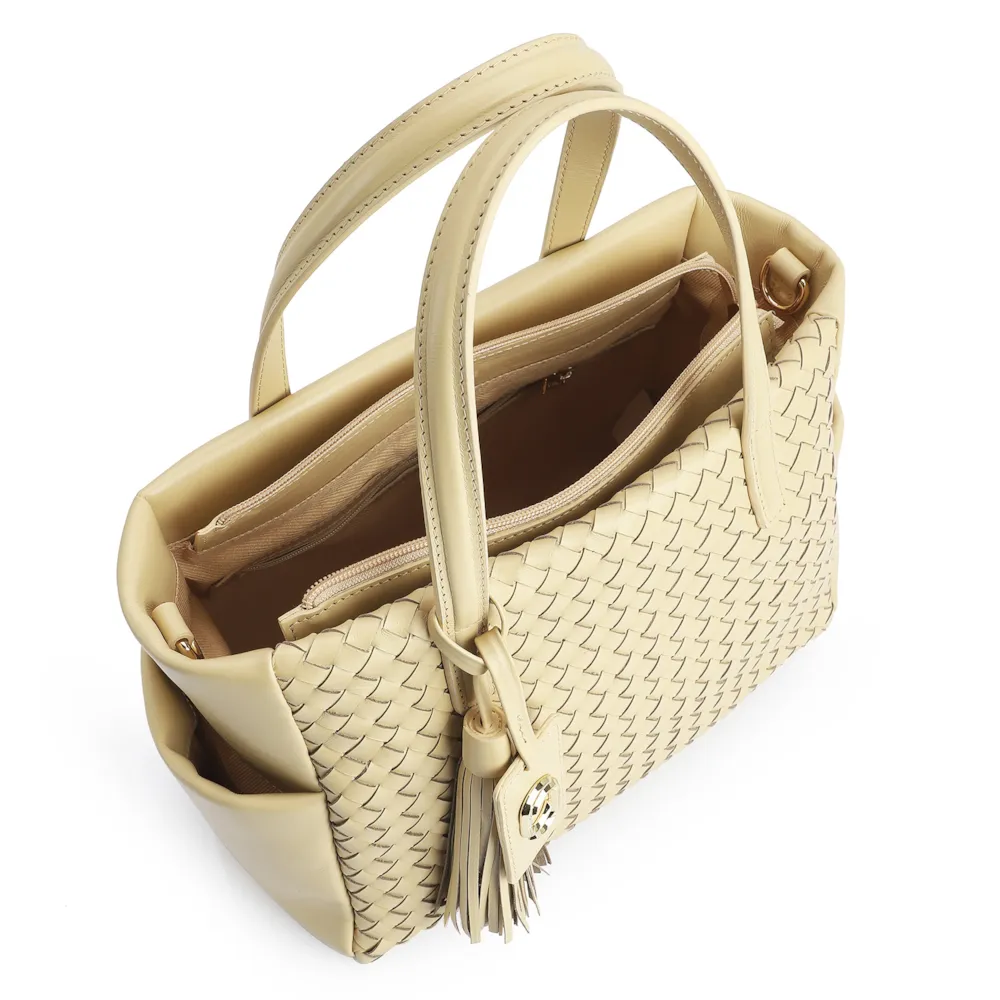 Bolsa Tote Tressê Couro Amarelo - imagem 5
