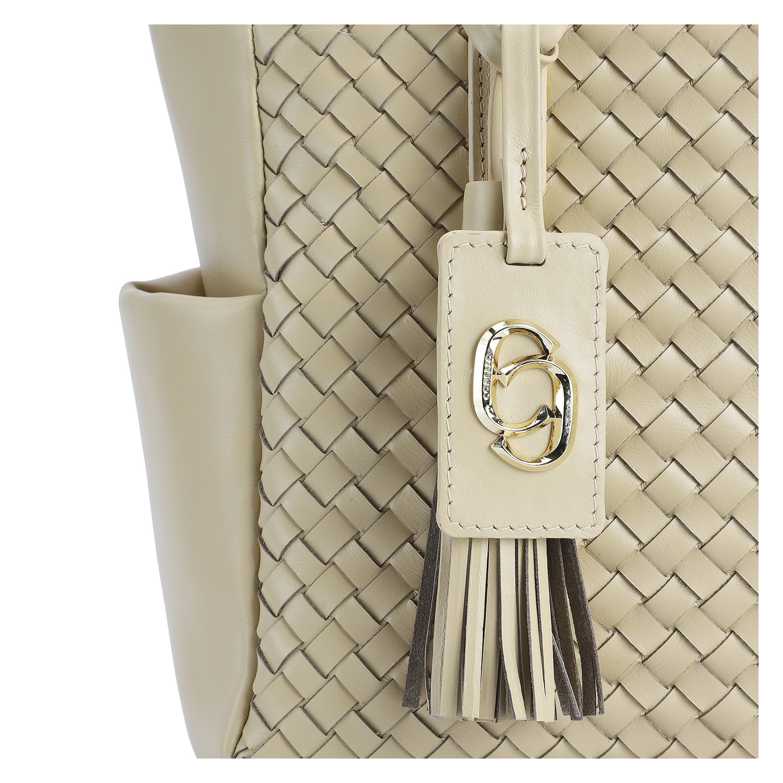 Bolsa Tote Tressê Couro Amarelo