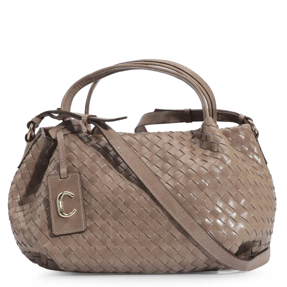 Bolsa Tote Tressê Couro Argila
