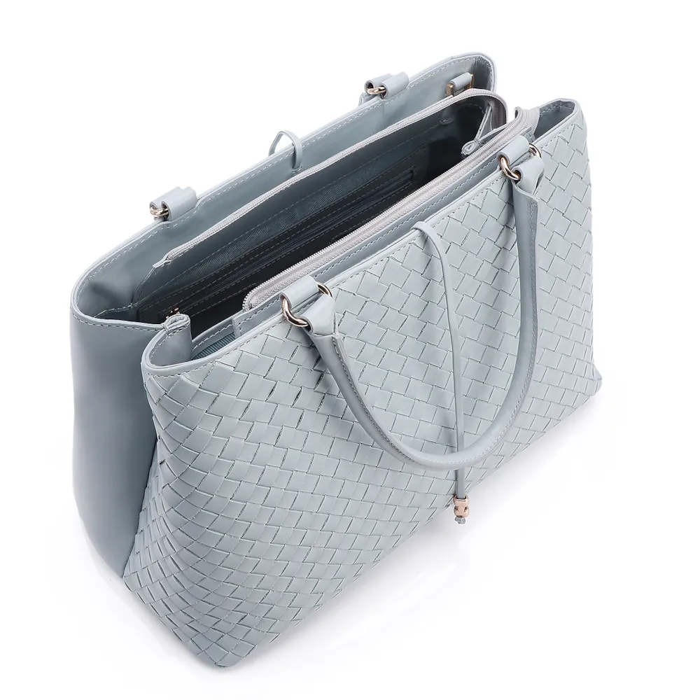 Bolsa Tote Tressê Couro Azul - imagem 4