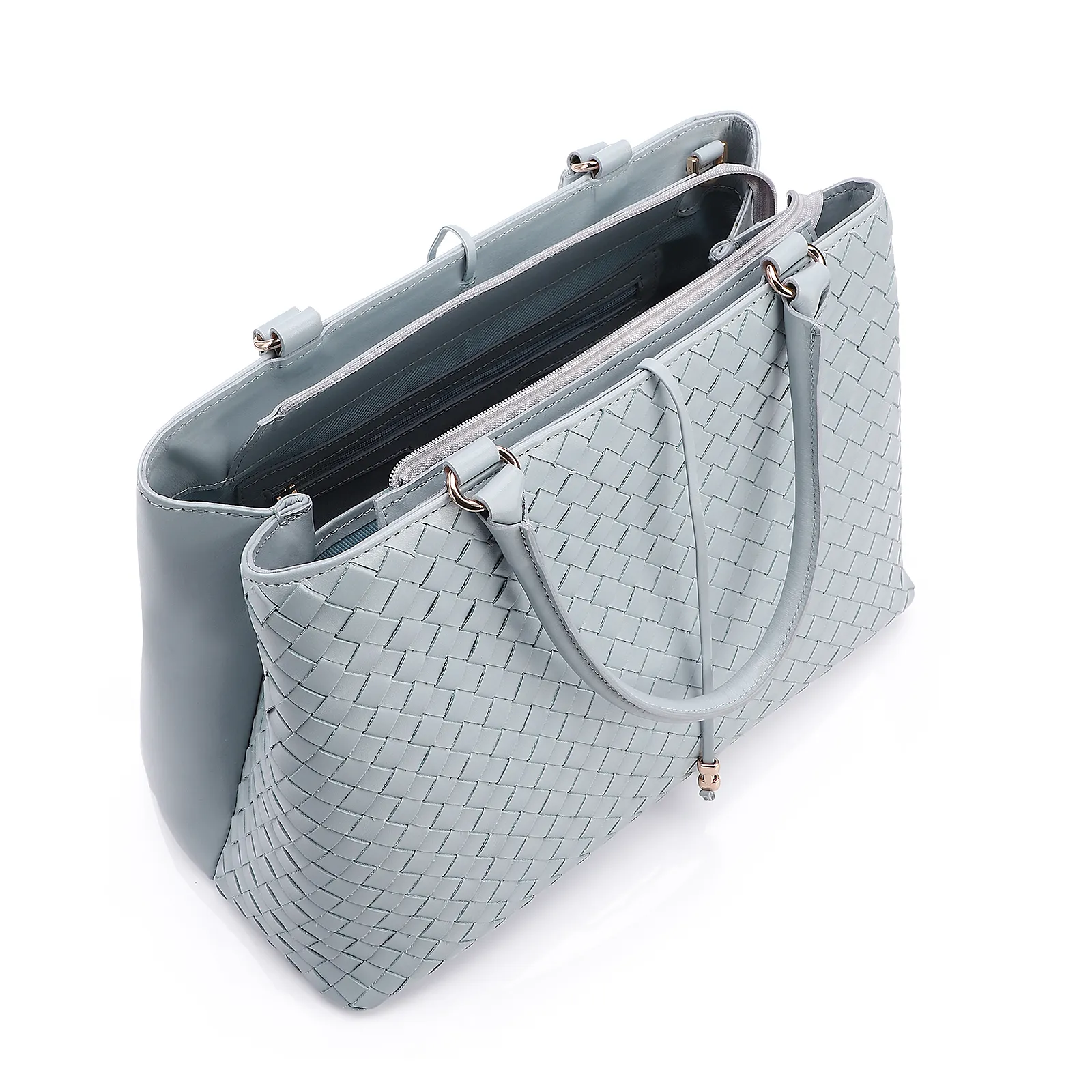 Bolsa Tote Tressê Couro Azul