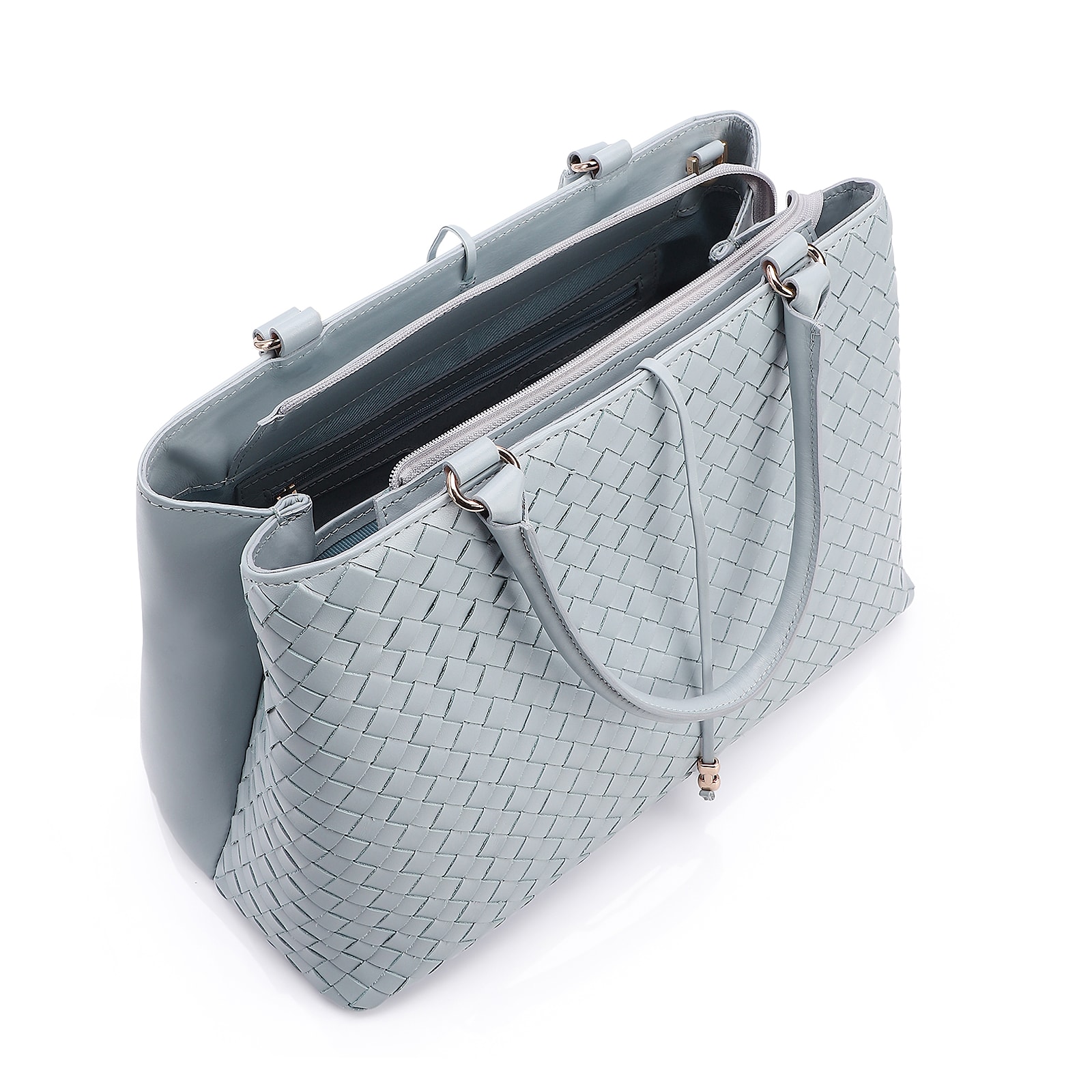 Bolsa Tote Tressê Couro Azul