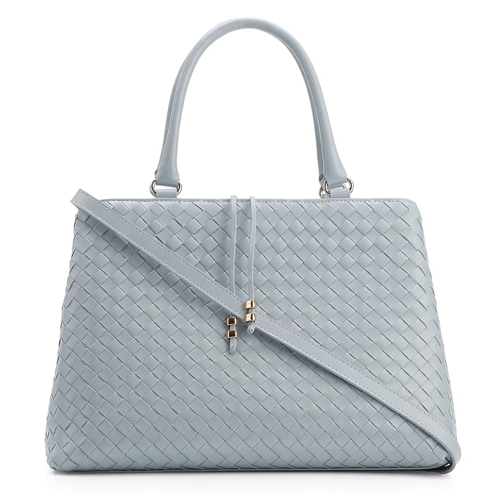 Bolsa Tote Tressê Couro Azul