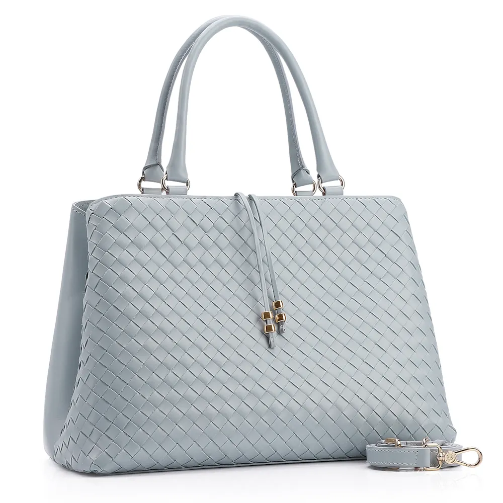 Bolsa Tote Tressê Couro Azul - imagem 2