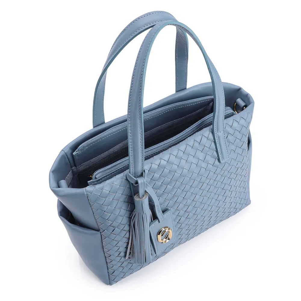 Bolsa Tote Tressê Couro Azul - imagem 4