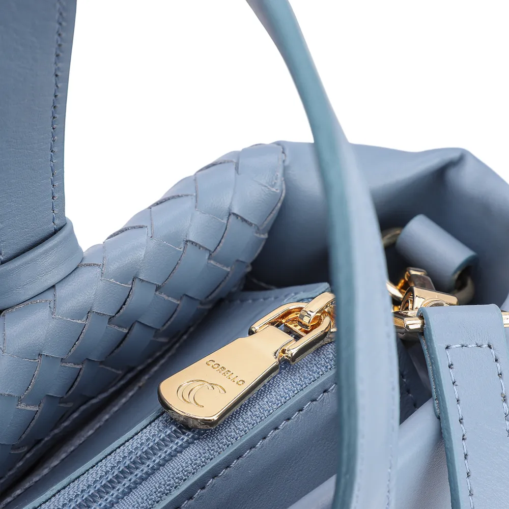 Bolsa Tote Tressê Couro Azul - imagem 5