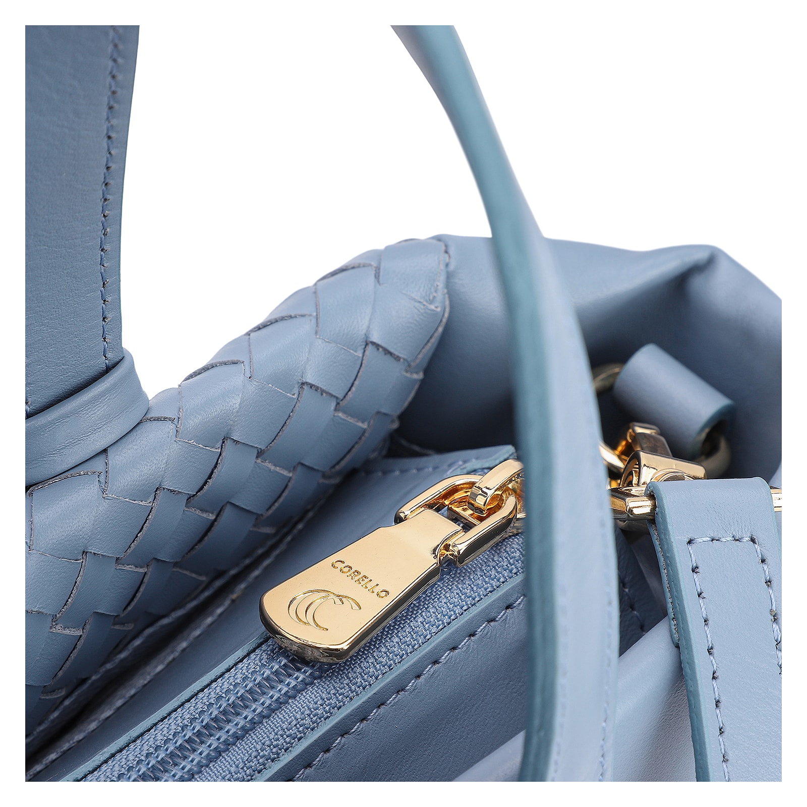 Bolsa Tote Tressê Couro Azul
