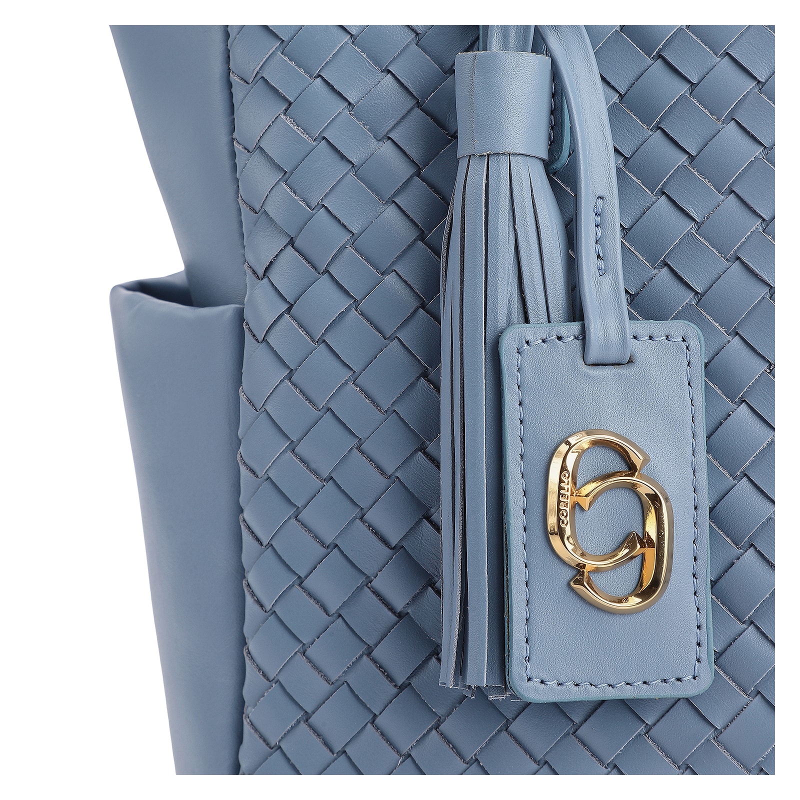 Bolsa Tote Tressê Couro Azul