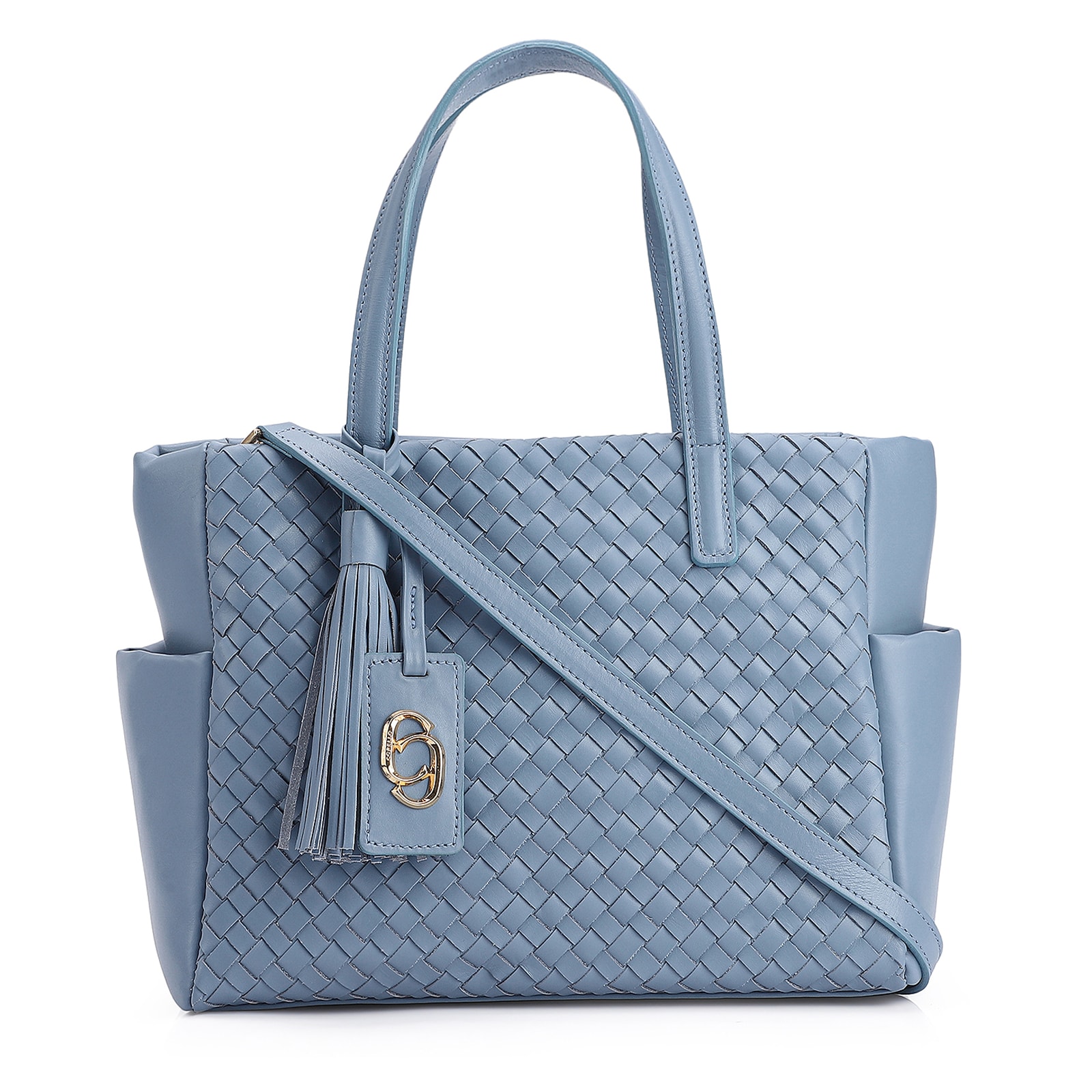 Bolsa Tote Tressê Couro Azul