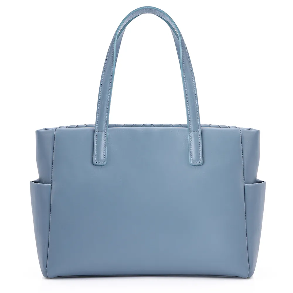 Bolsa Tote Tressê Couro Azul - imagem 3
