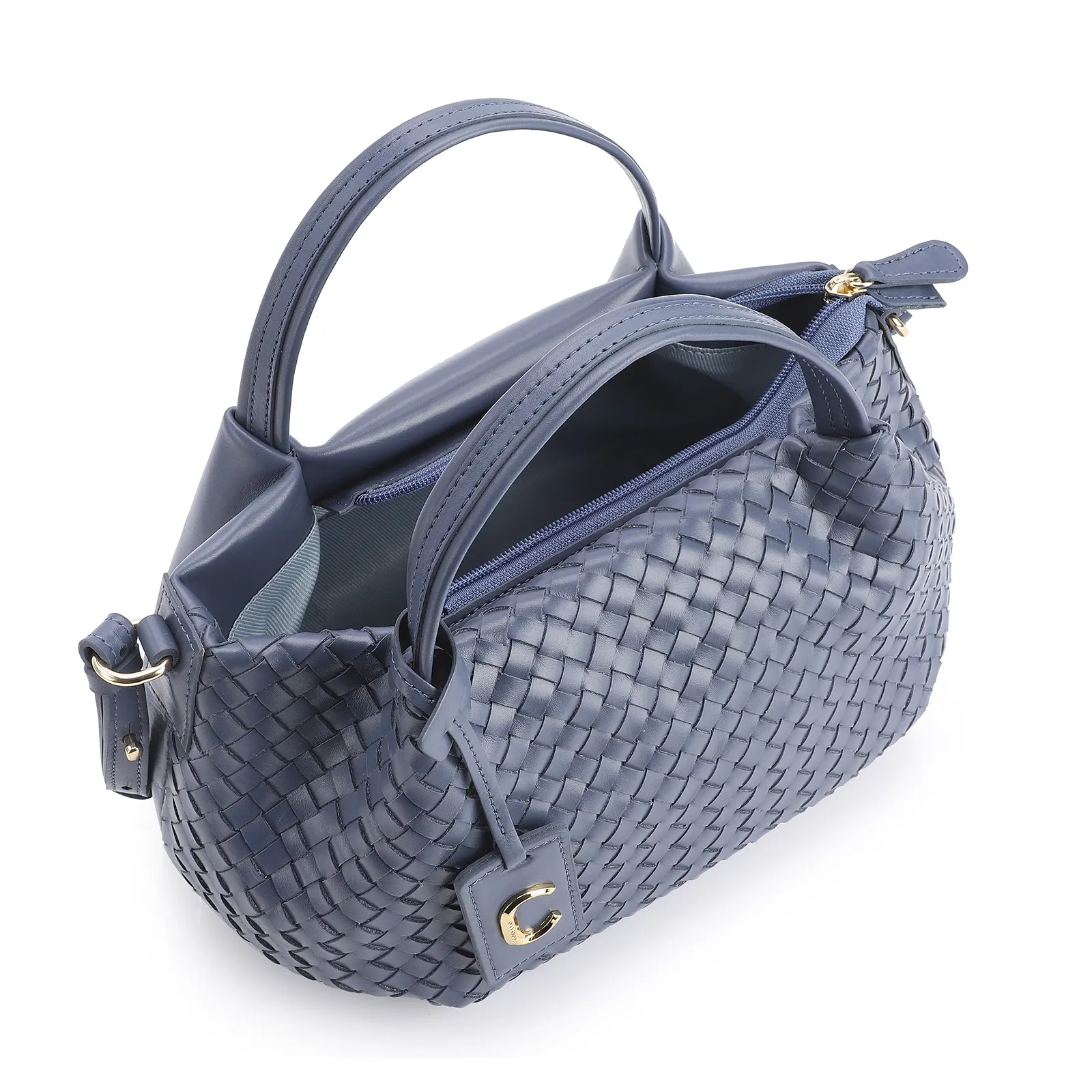 Bolsa Tote Tressê Couro Azul