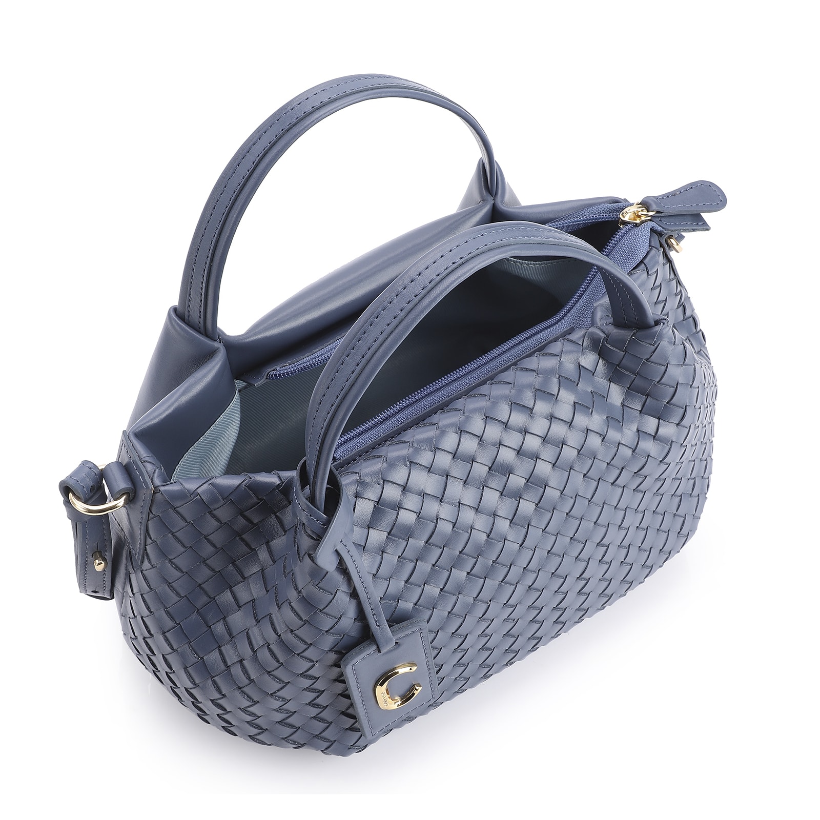 Bolsa Tote Tressê Couro Azul