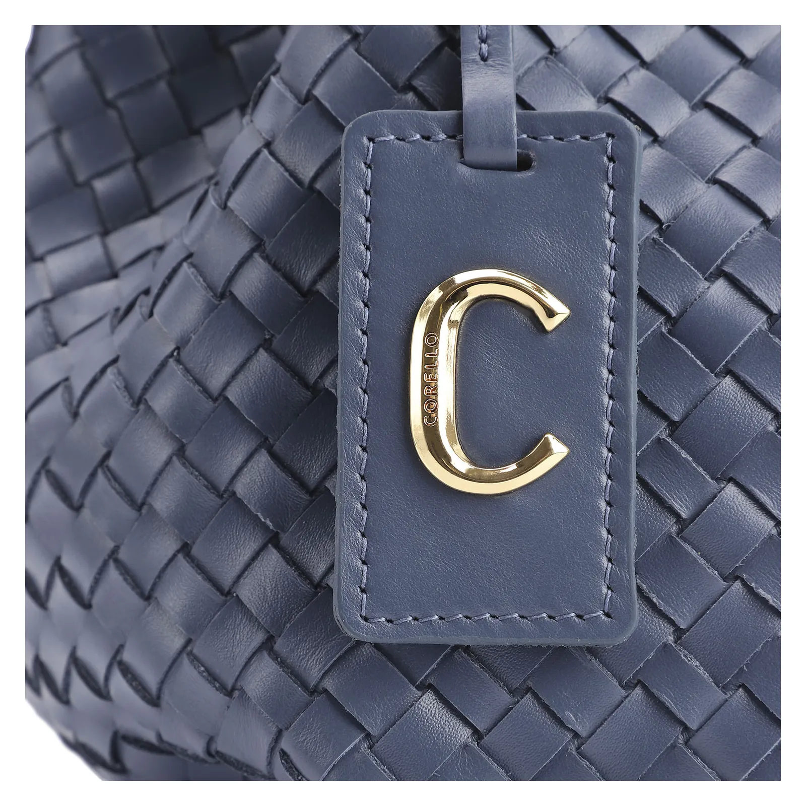 Bolsa Tote Tressê Couro Azul