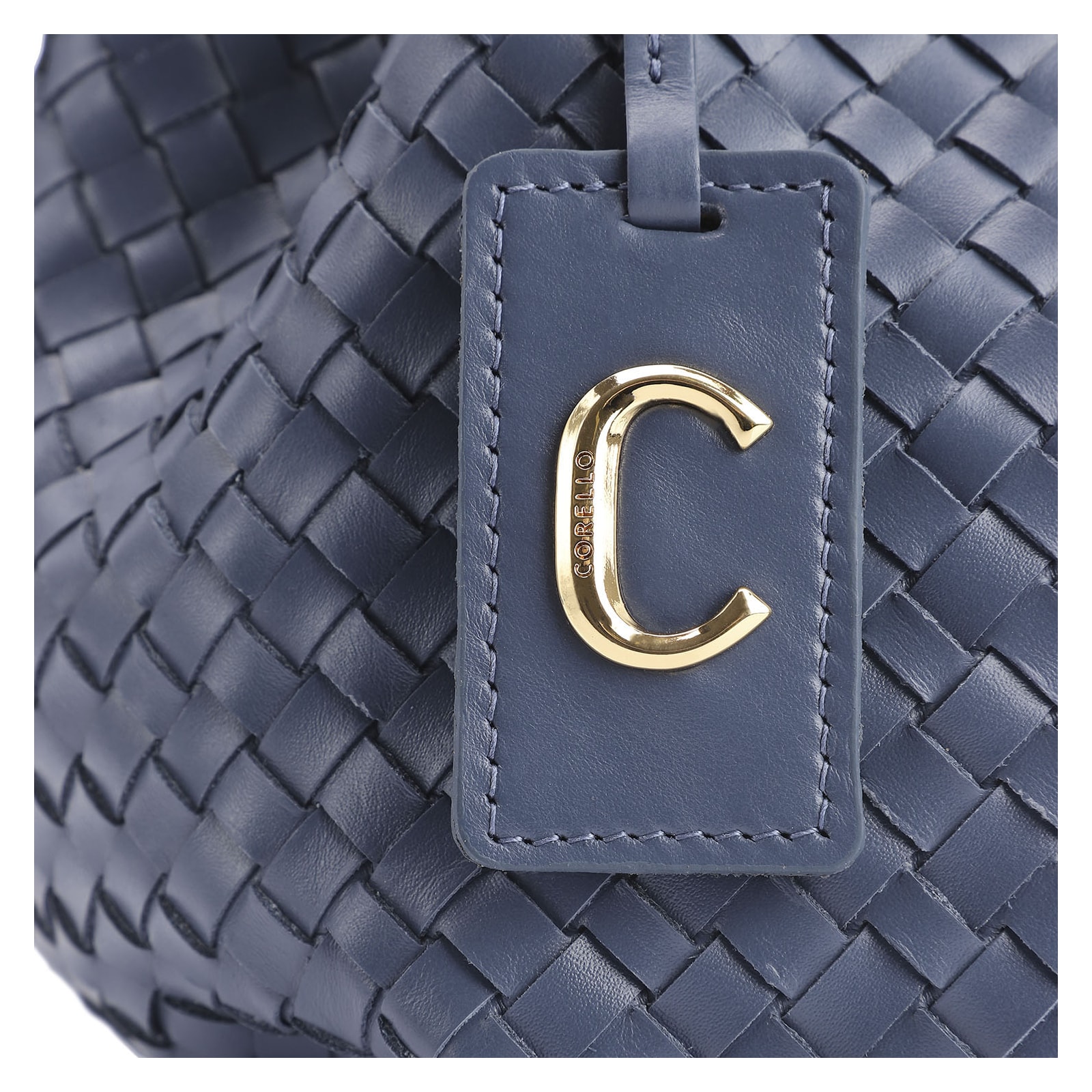 Bolsa Tote Tressê Couro Azul