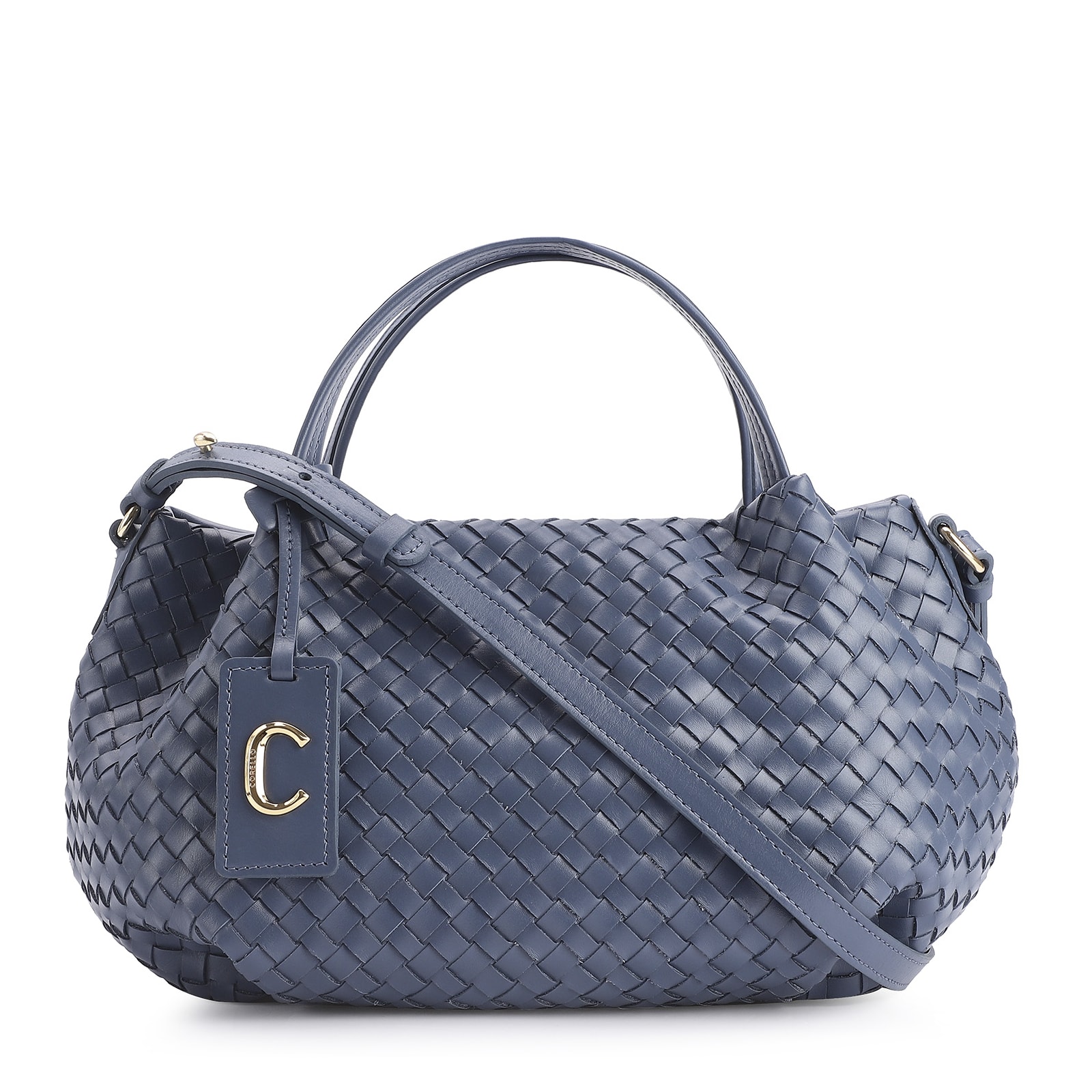 Bolsa Tote Tressê Couro Azul