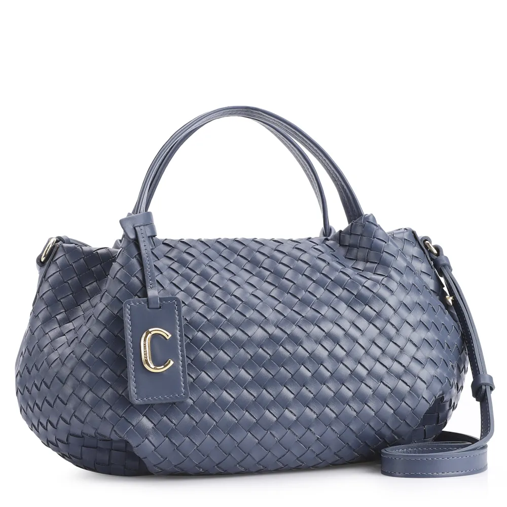 Bolsa Tote Tressê Couro Azul - imagem 2