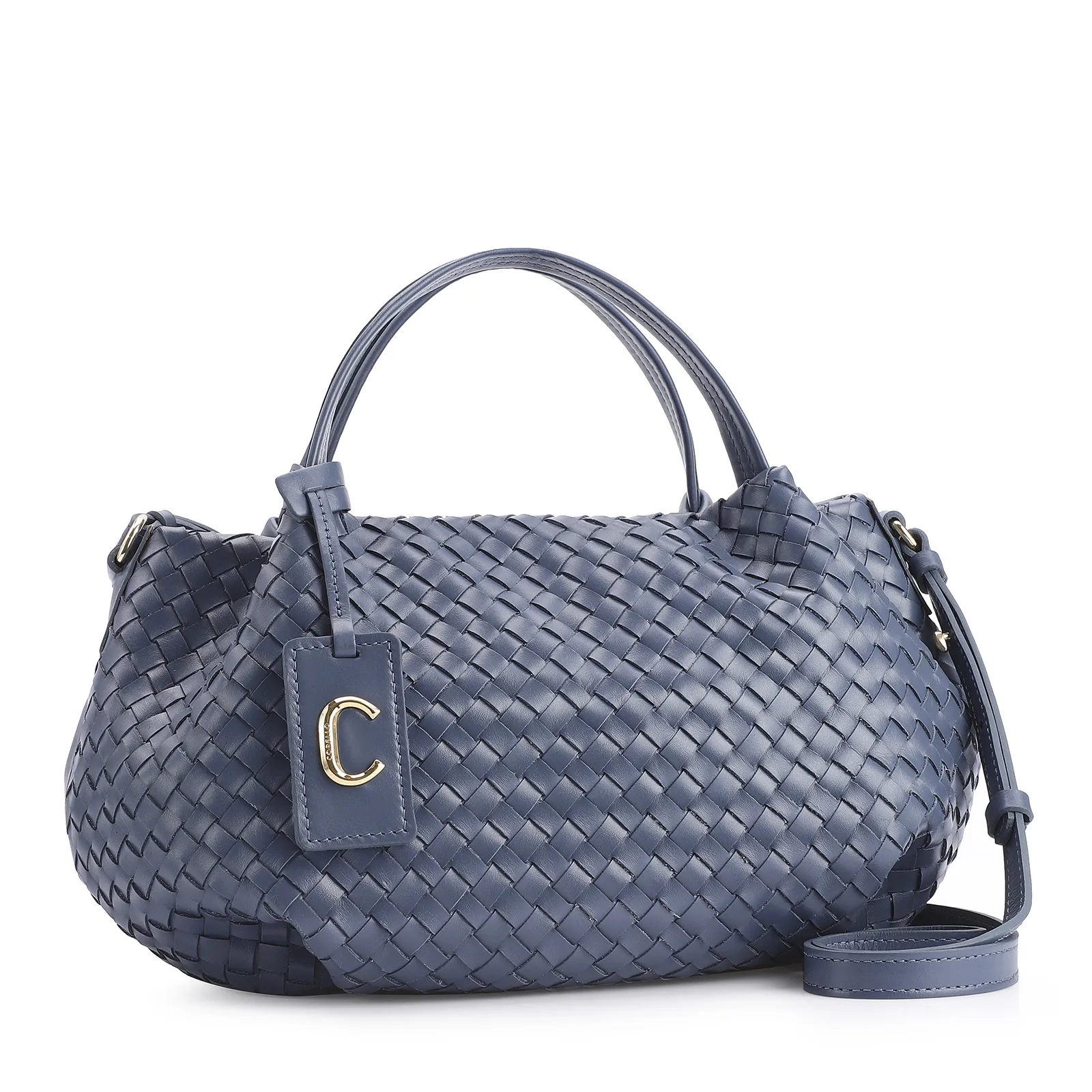 Bolsa Tote Tressê Couro Azul