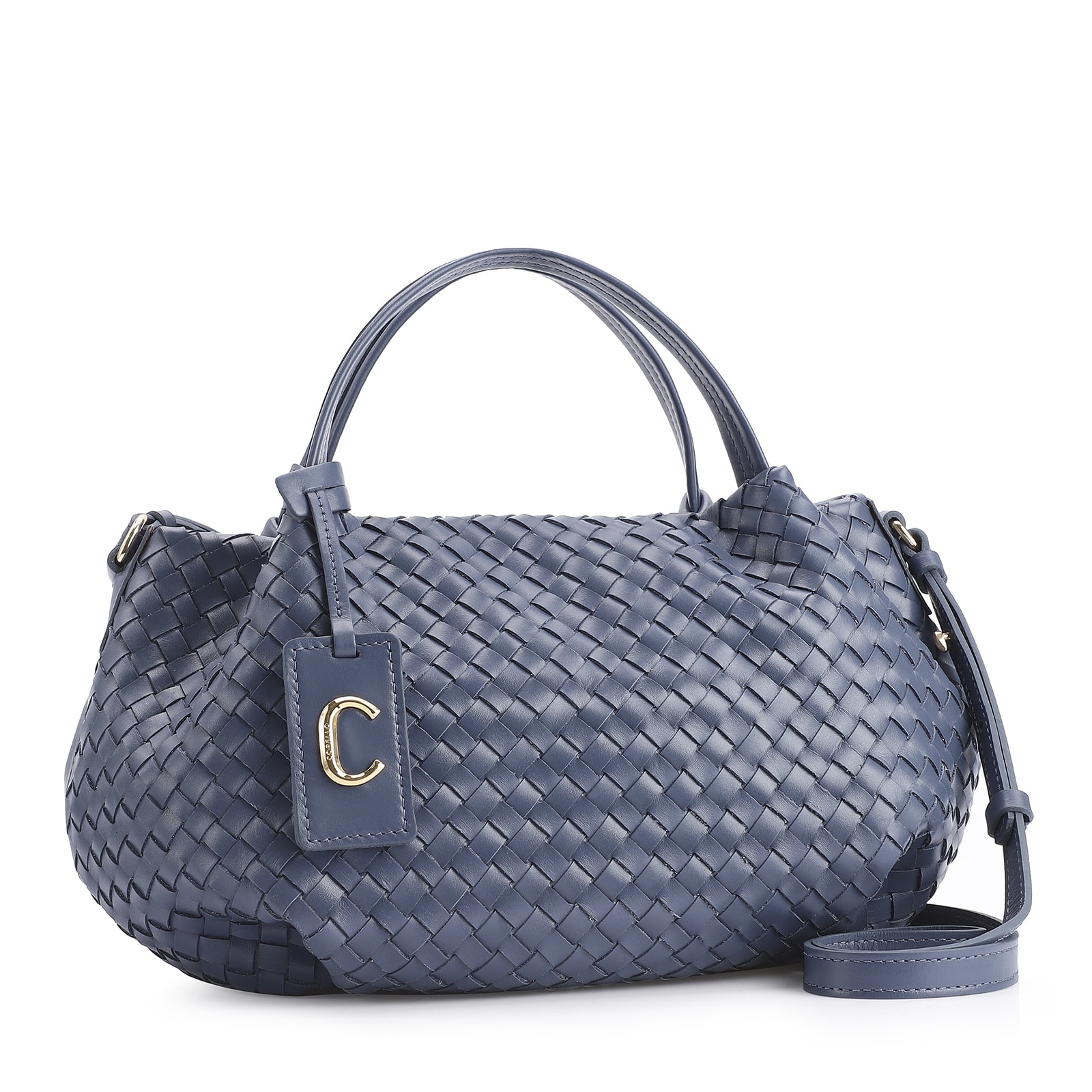 Bolsa Tote Tressê Couro Azul