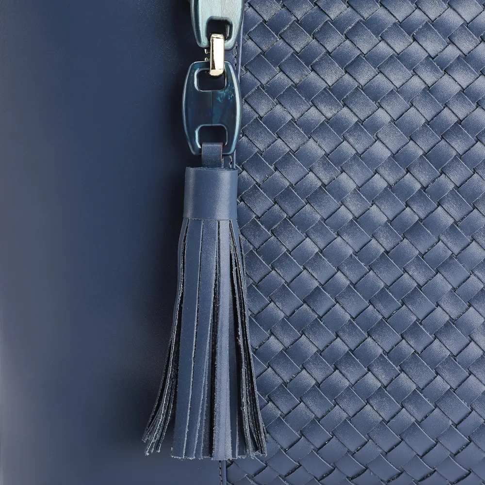 Bolsa Tote Tressê Couro Azul - imagem 5