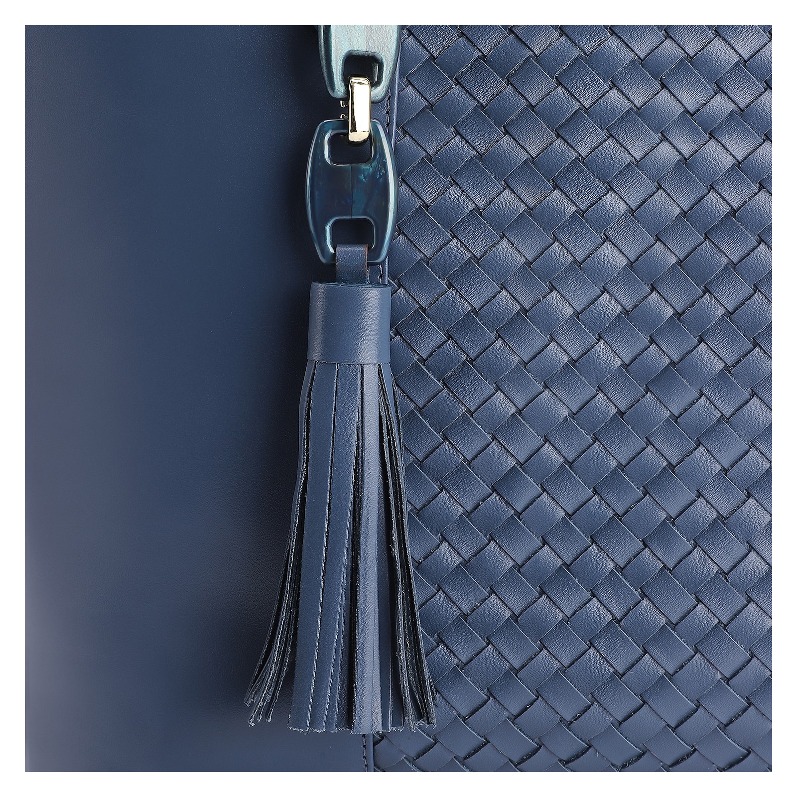 Bolsa Tote Tressê Couro Azul