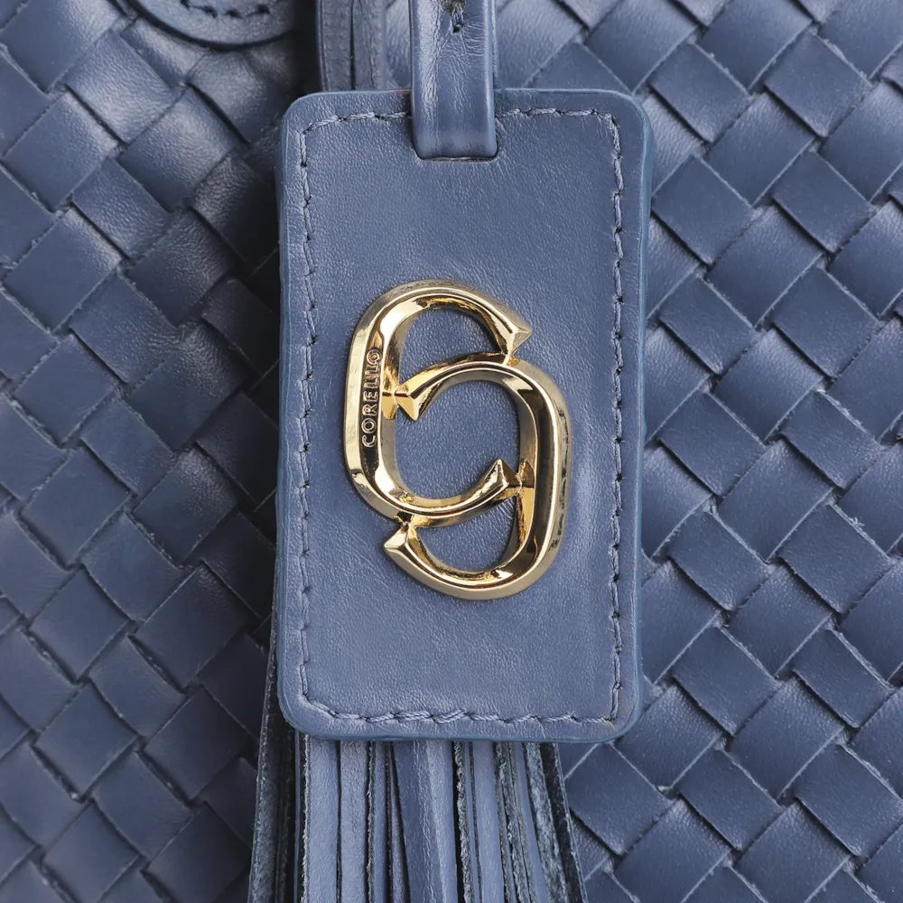 Bolsa Tote Tressê Couro Azul - imagem 6