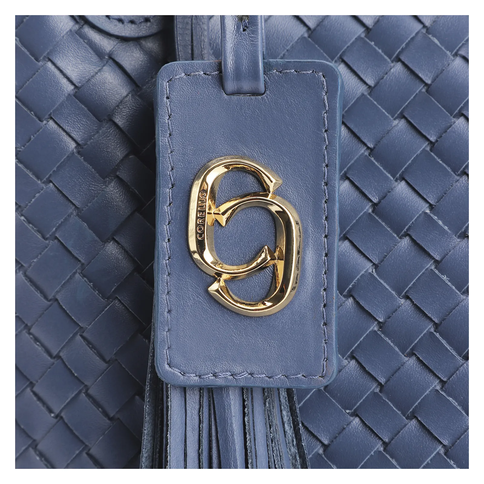 Bolsa Tote Tressê Couro Azul