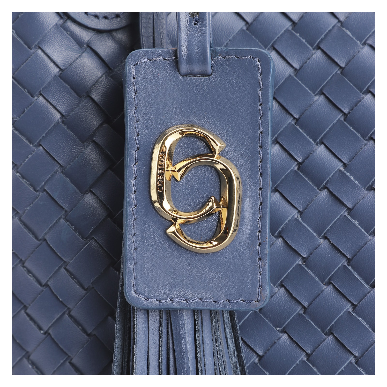 Bolsa Tote Tressê Couro Azul