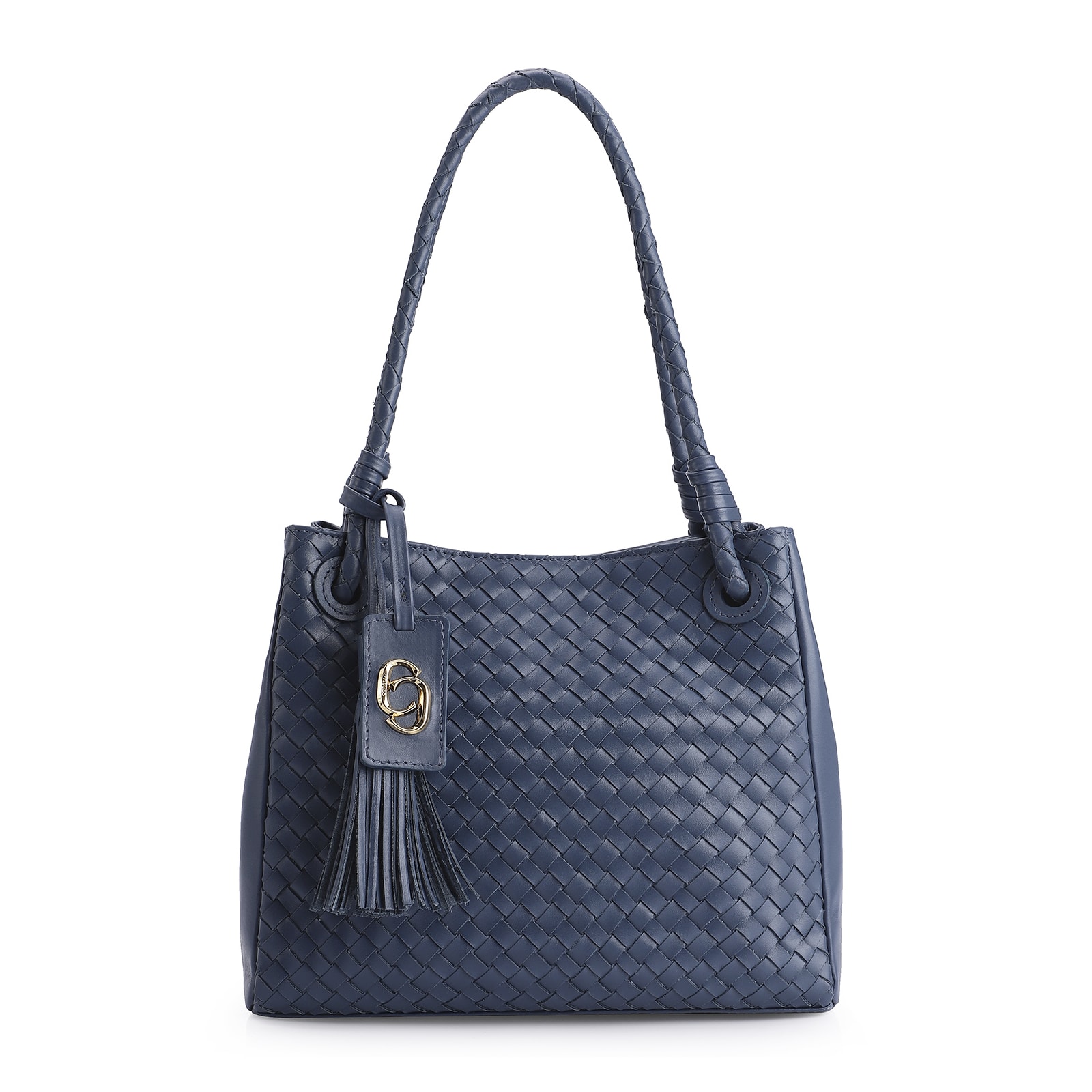 Bolsa Tote Tressê Couro Azul