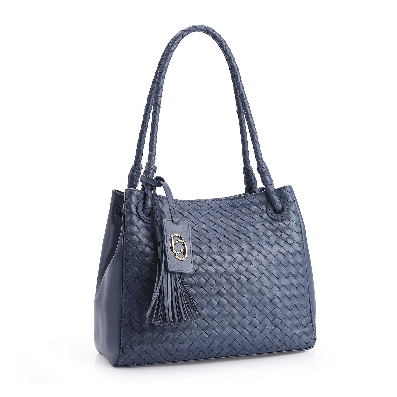 Bolsa Tote Tressê Couro Azul